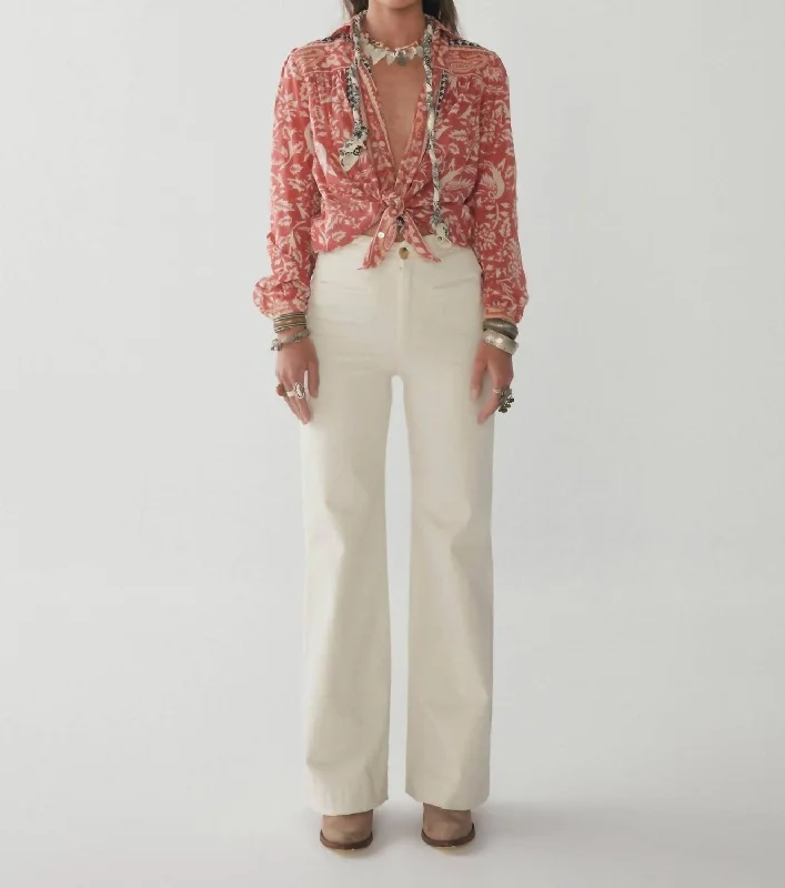 Ross Pants In Disco White Elegant Wool Trousers