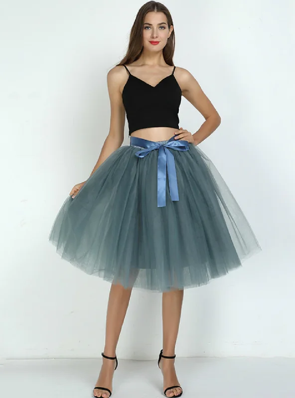 Smoke Gray 7 Layers Tulle Tutu Skirt ruffled skirt detail