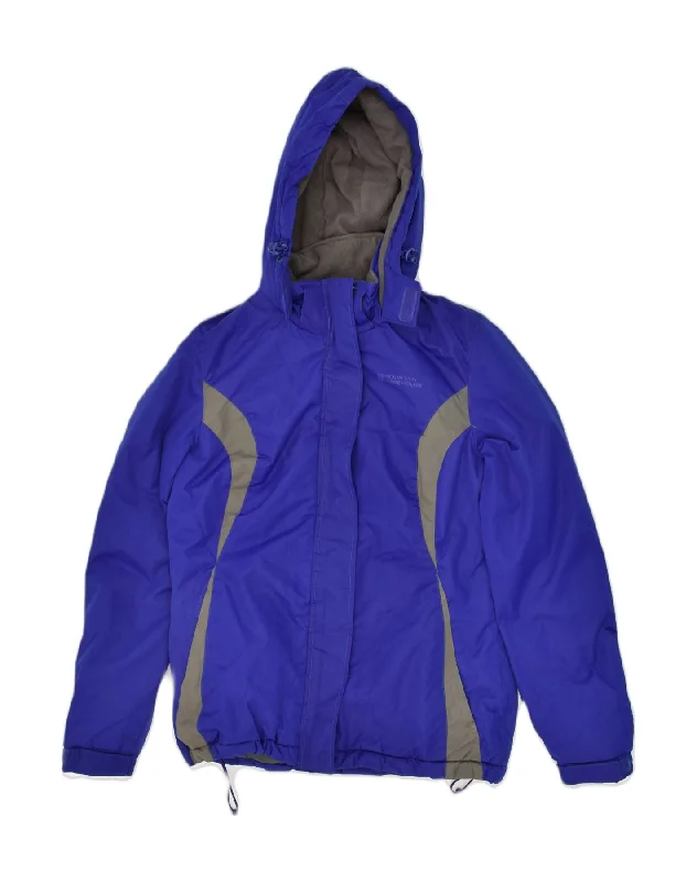 MOUNTAIN WAREHOUSE Womens Hooded Windbreaker Jacket UK 10 Small Blue Welt Pockets Slit Pockets Flap Pockets
