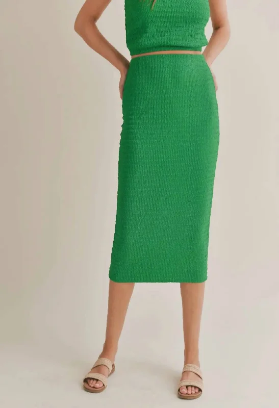 So Fresh Midi Skirt In Kelly Green corduroy skirt durable