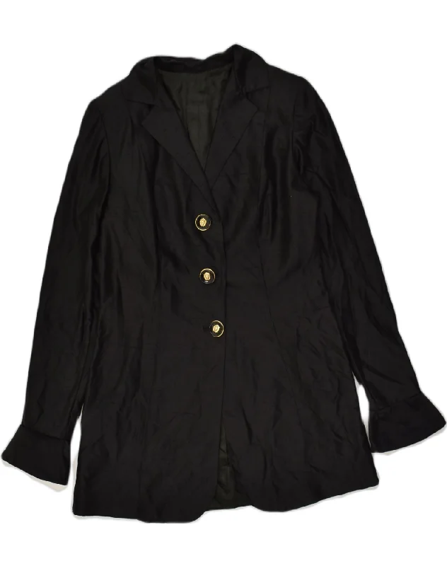 VINTAGE Womens 3 Button Blazer Jacket UK 14 Medium Black Striped Jacket Polka Dot Jacket Floral Jacket