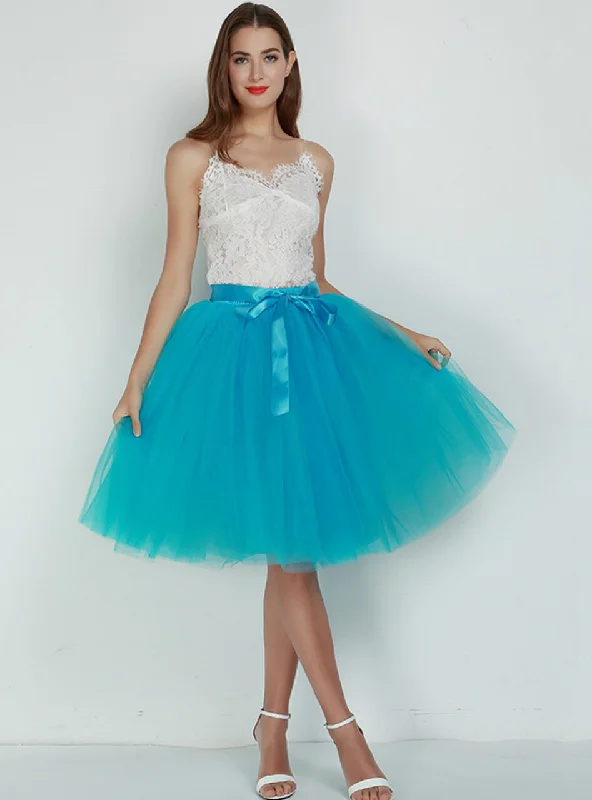 Blue 7 Layers Tulle Tutu Skirt elastic waist skirt