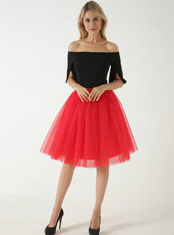 Red 5 Layer Mesh Tutu Skirt velvet skirt plush