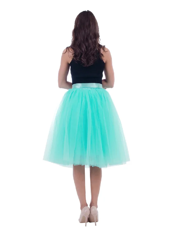 Mint Green Gauze Belt Puff Tulle Skirt cashmere skirt fine