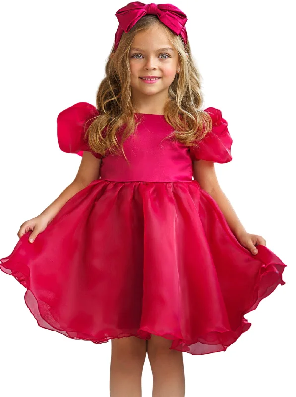 Princess Perfection Puff Sleeve V-back Party Dress Tunics Gym athletic