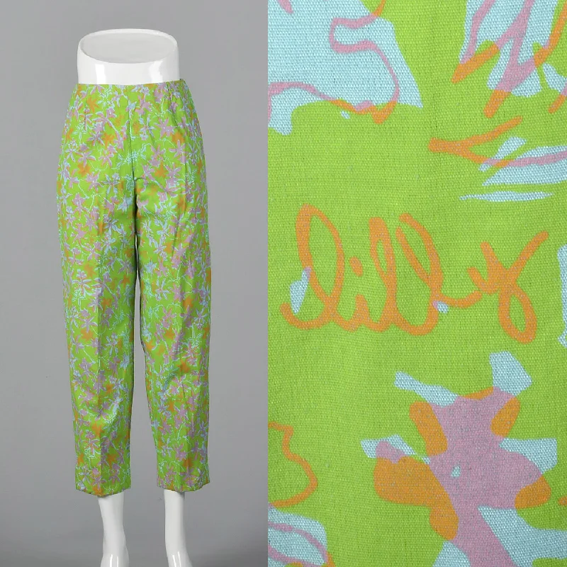 1960s Lilly Pulitzer Signature Print Cigarette Pants High-Waist Yoga Pants