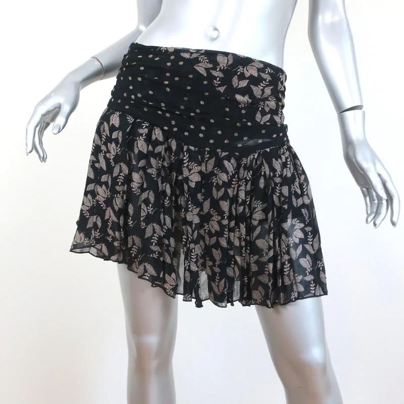 Isabel Marant Etoile Mini Skirt Prune Black Printed Georgette Size 40 denim skirt durable