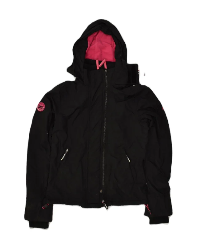 SUPERDRY Womens The Windcheater Hooded Windbreaker Jacket UK 2 2XS Black Fleece Jacket Down Jacket Feather Jacket