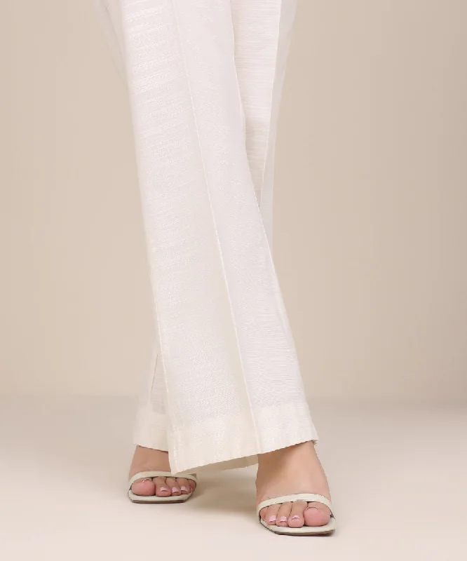 Khaddar Boot-Cut Pants Relaxed Linen Pants