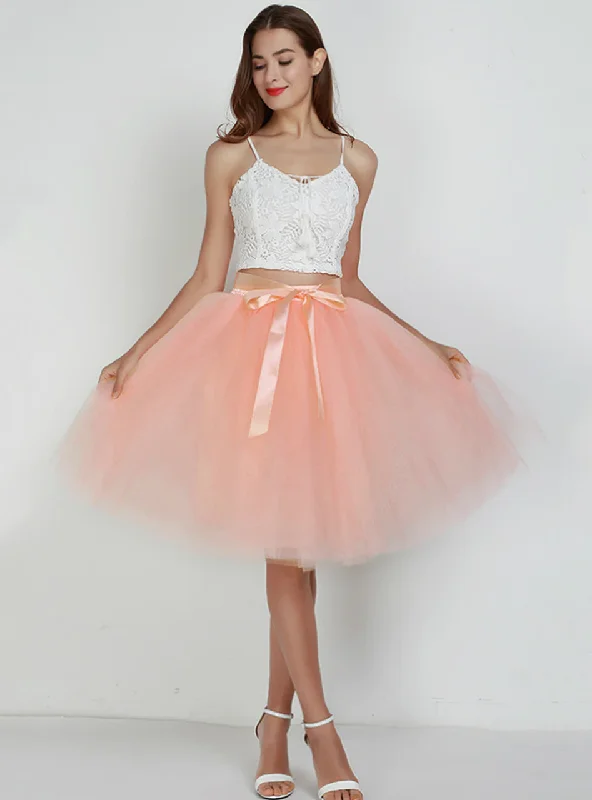 Peach Pink 7 Layers Tulle Tutu Skirt velvet skirt luxury