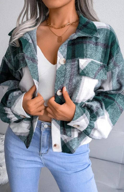 Plaid Lantern Long Sleeve Tweed Jacket Jacket Plaid Jacket Tartan Jacket Houndstooth Jacket