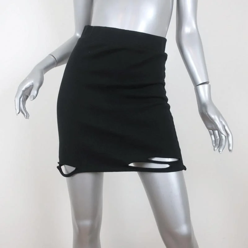 NSF Destroyed Mini Skirt Black Size Petite cashmere skirt fine