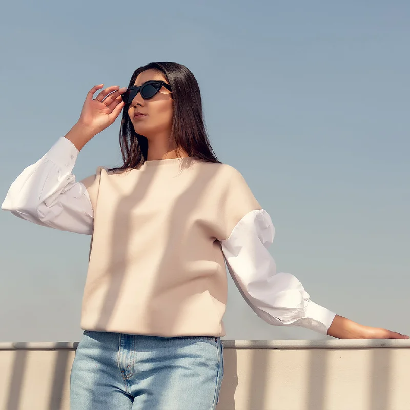 Poplin Sweatshirt Hoodie Crop Top Short Trendy
