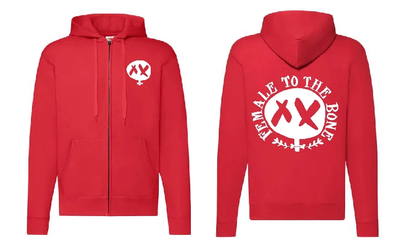 Female To The Bone - Zip Up Hoodie Hoodie with Neon Bright Vibrant