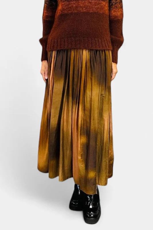Atacalco Loreta Midi Skirt In Earth Tones linen skirt breathable