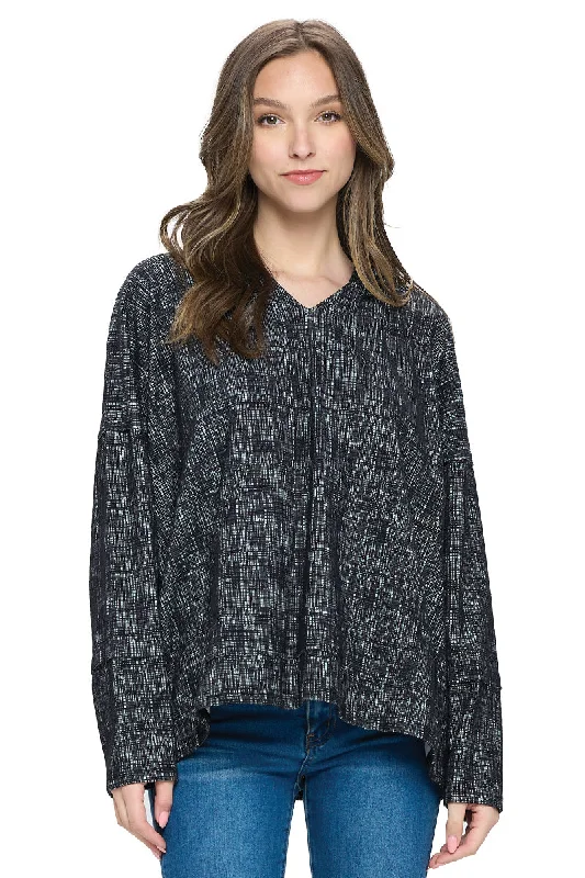 Hoodie Textured Loose Fit Hoodie with Mock Neck Collared Structured
