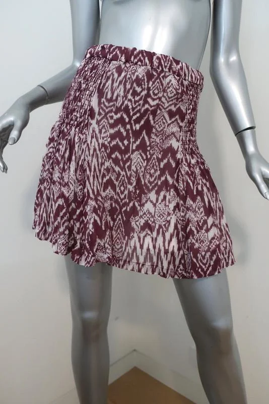 IRO Mini Skirt Adele Burgundy/White Printed Georgette Size 34 velvet skirt luxurious