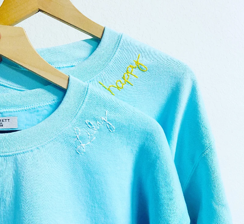 Aqua Dip Dye Crew Sweatshirt Zip Hoodie Drawstring Kangaroo Pocket