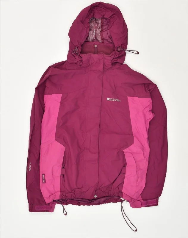 MOUNTAIN WAREHOUSE Womens Hooded Rain Jacket UK 12 Medium Pink Nylon Oversized Jacket Tailored Jacket Straight Jacket