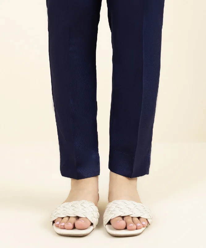 Solid Bedford Cigarette Pants High-Waist Trousers
