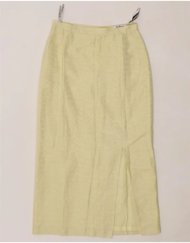 VERA MONT Womens Maxi Skirt UK 12 Medium W25 Yellow Paisley Acetate high waist skirt