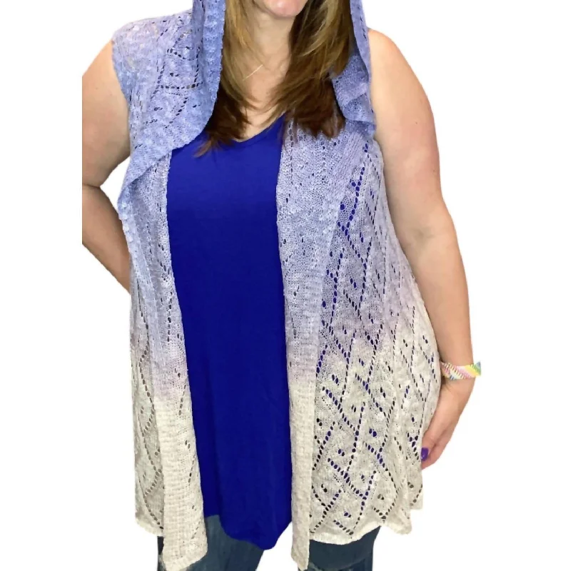 Dip Dye Hoodie Vest In Purple Hoodie with Full-Zip Functional Layering