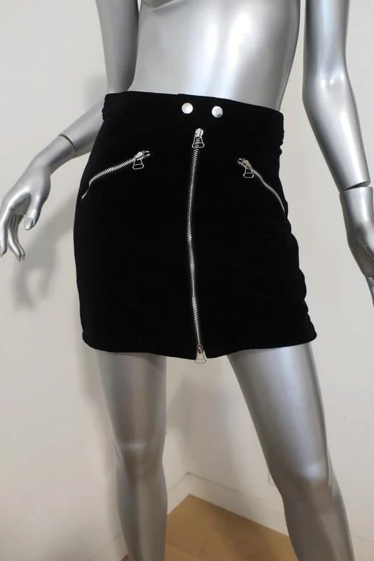 Rag & Bone Mini Skirt Racer Black Velvet Size 2 NEW cashmere skirt fine