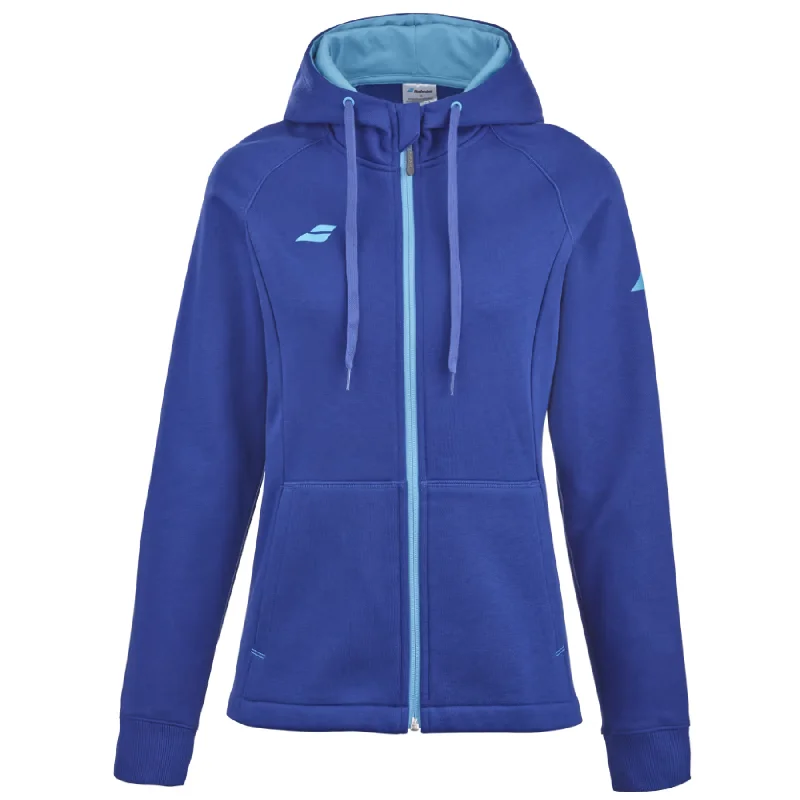 Babolat Exercise Women Hood Jacket 4118 - Sodalite Blue Knit Fabric Woven Fabric Fleece Fabric