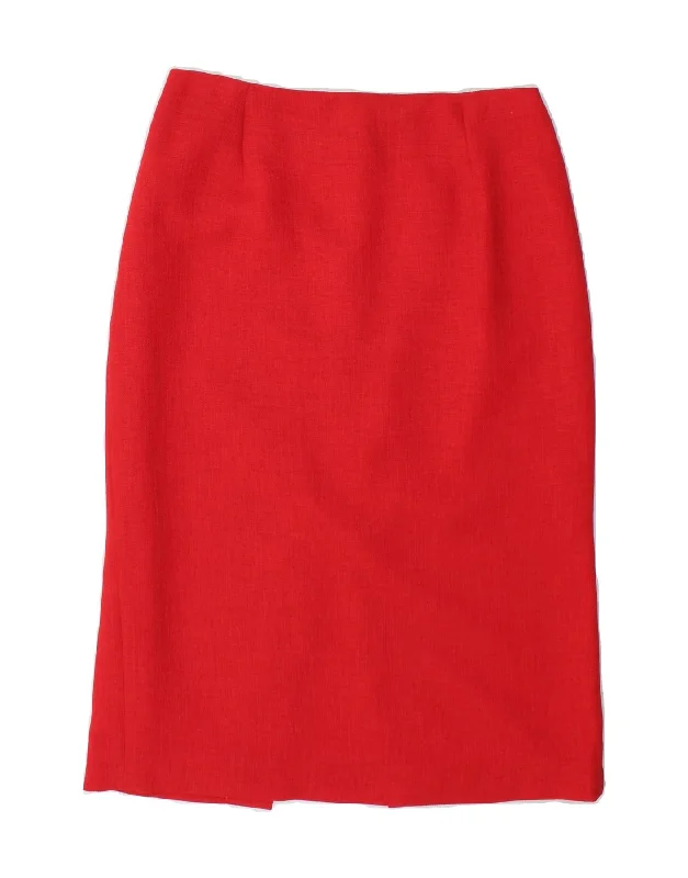MICHEL AMBERS Womens Straight Skirt UK 12 Medium W28 Red lace skirt intricate