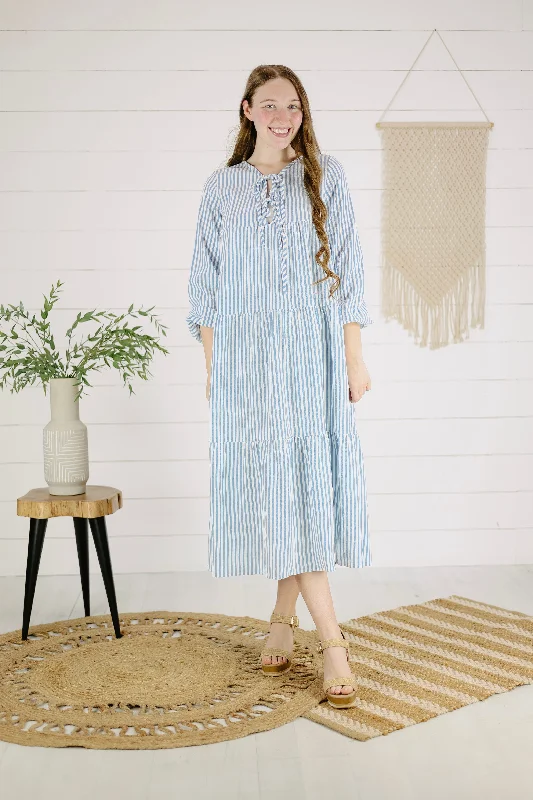 Arena Stripe Dress - Blue Tunics Luxurious high-end