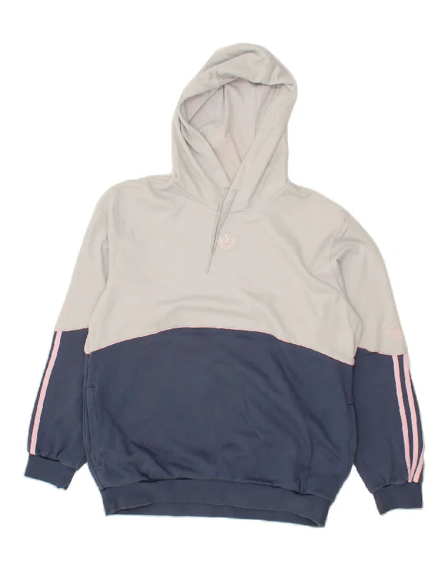 ADIDAS Womens Graphic Hoodie Jumper UK 18 XL Navy Blue Colourblock Cotton Hoodie Fleece Lining Warmth ADIDAS Womens Graphic Hoodie Jumper UK 18 XL Navy Blue Colourblock Cotton Hoodie Fleece Lining Warmth