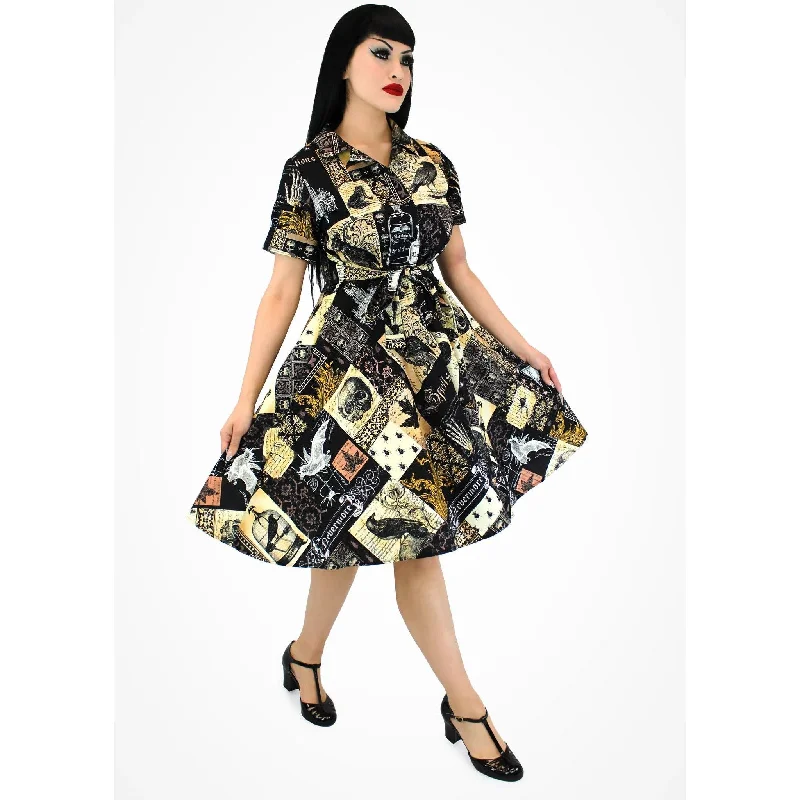 Edgar Allan Poe Rockabilly Circle Dress by Hemet Tunics Running lightweight