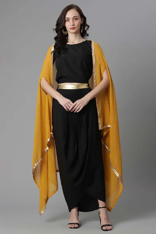 Black Crepe Top Skirt With Shrug tiered skirt playful