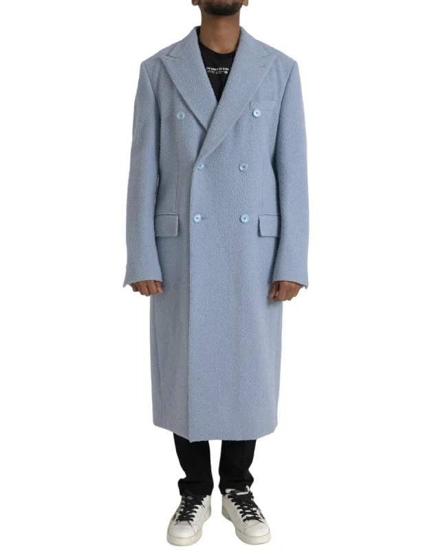 Blue Double Breasted Long Trench Coat Jacket Collared Jacket Crew Neck Jacket Turtle Neck Jacket