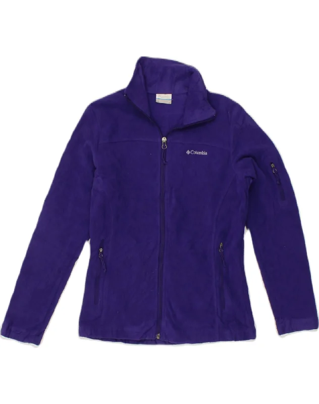 COLUMBIA Womens Fleece Jacket UK 6 XS Blue Polyester Oversized Jacket Tailored Jacket Straight Jacket