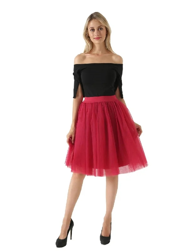 Burgundy 5 Layer Mesh Tutu Skirt leather skirt bold