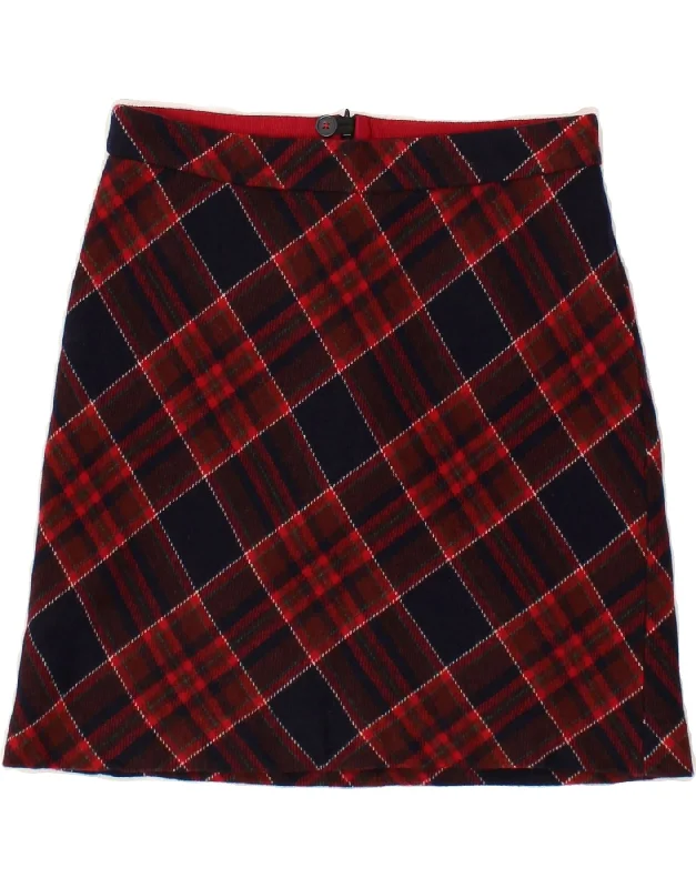 MARC O'POLO Womens A-Line Skirt W28 Medium Red Check Virgin Wool cashmere skirt fine