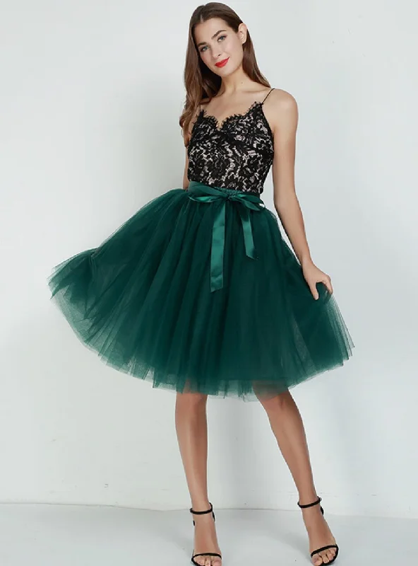 7 Layers Green Blue Tulle Tutu Skirt mini skirt trendy