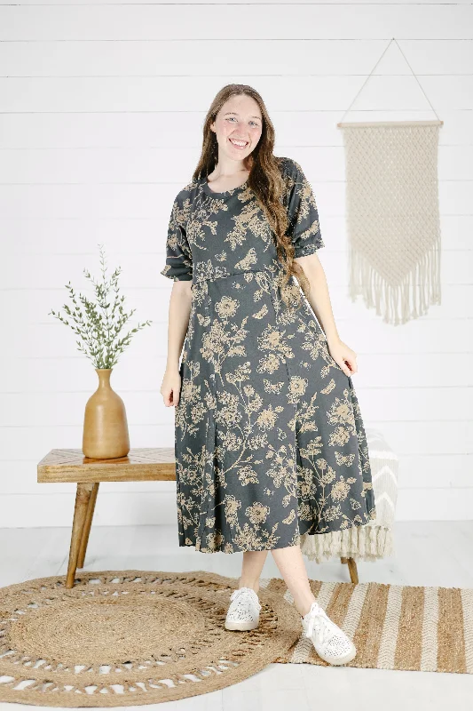 Delaney Floral Dress-Charcoal Tunics Practical durable