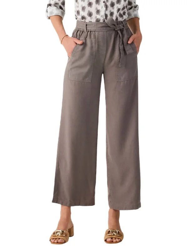 Drapey Utility Wide Leg Pants In Flint Elegant Silk Pants