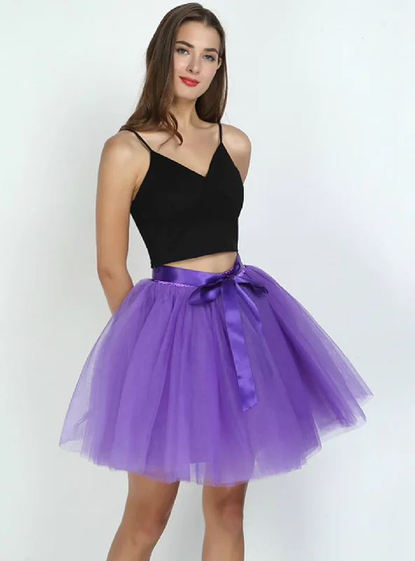 Purple 7-Layer Short Tulle Skirt linen skirt natural