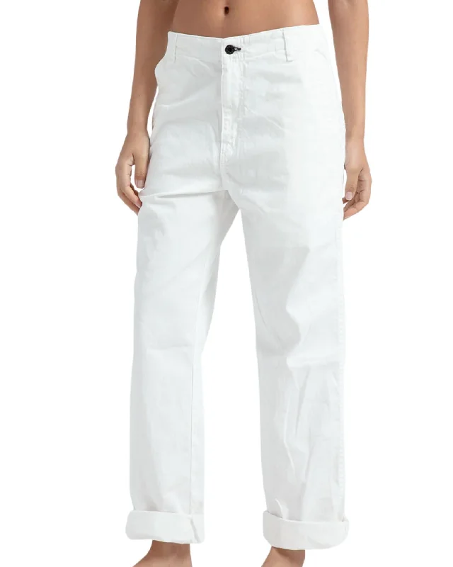 Chino Twill Pant In Ivory Comfortable Fleece Pants