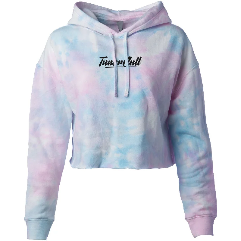 Ladies Crop Hoodie - Cotton Candy Hoodie with Cuffed Sleeves Snug Secure
