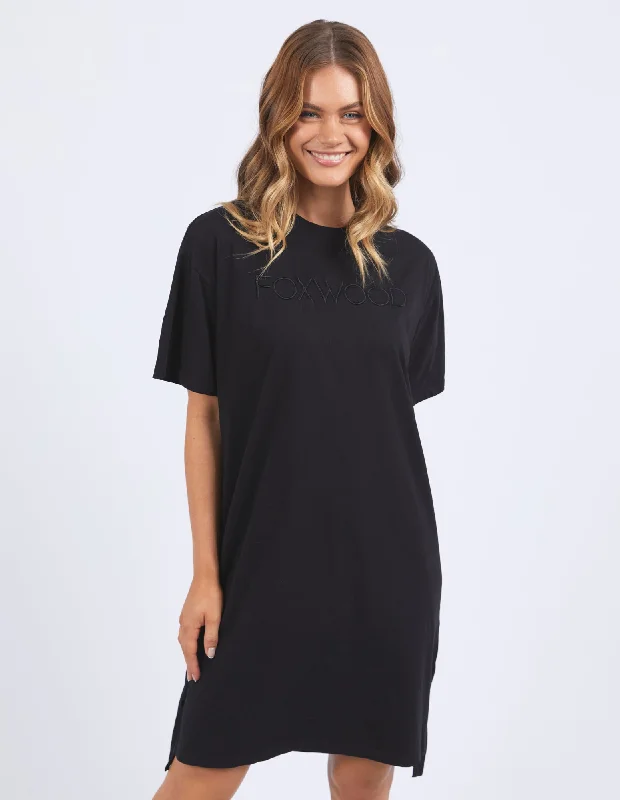 Simplified Tee Dress - Washed Black - Foxwood Tunics Denim casual