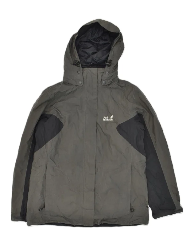 JACK WOLFSKIN Womens Hooded Windbreaker Jacket UK 14 Medium Green Rayon Jacket Velvet Jacket Corduroy Jacket