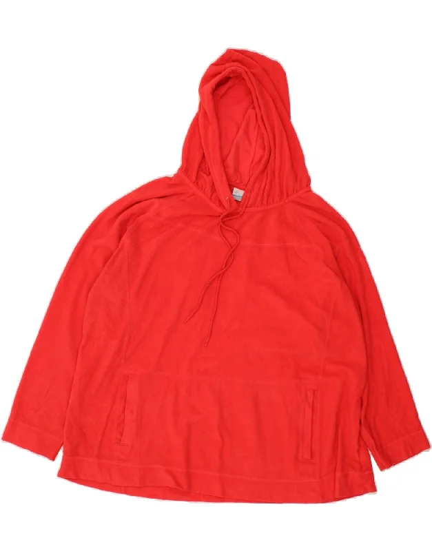 COLUMBIA Womens Hoodie Jumper UK 20 2XL Red Polyester Hoodie with Elastic Cuffs Stretchable Comfortable