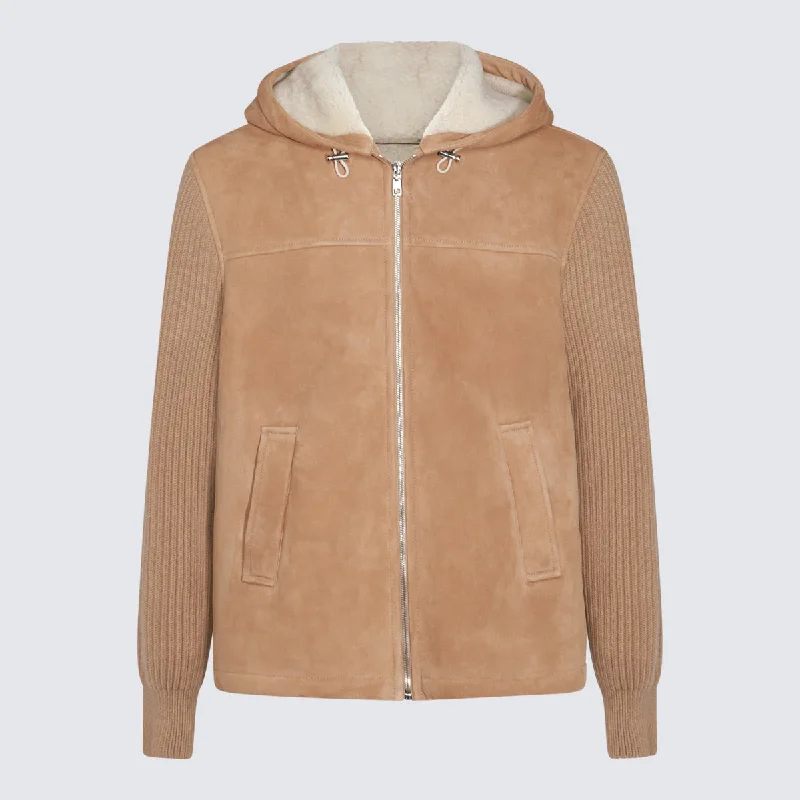 Dolce & Gabbana Jackets Beige Fleece Fabric Down Fabric Feather Fabric