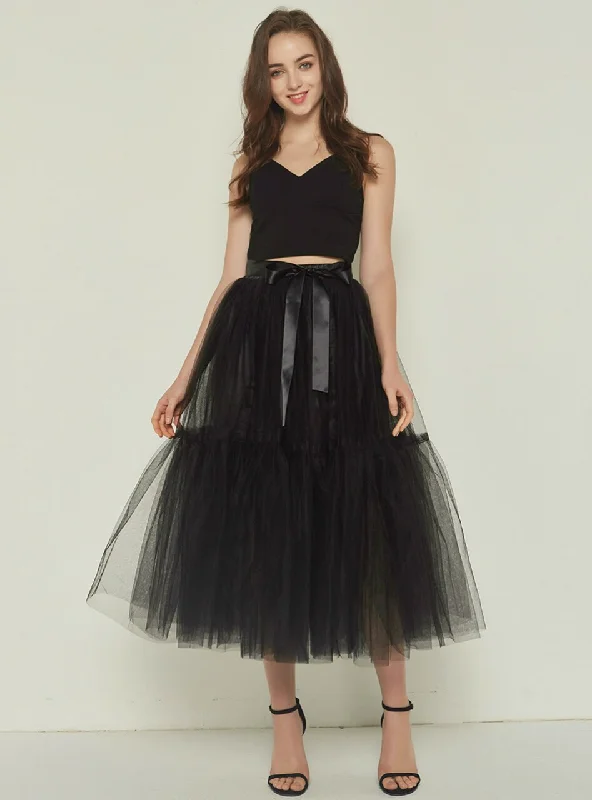 4 Layers Black Tulle Tutu Skirt high waist skirt