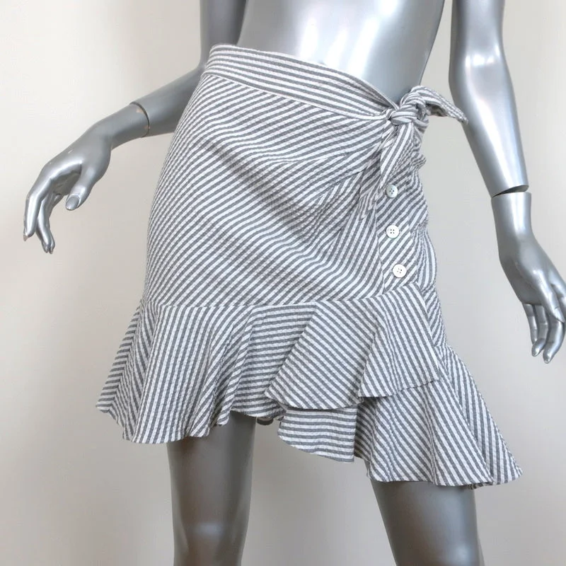 Veronica Beard Ruffle Mini Skirt Kaia White/Gray Striped Seersucker Size 2 leather skirt sleek