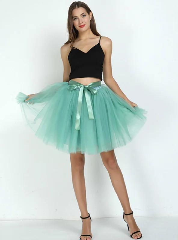 Light Green 7-Layer Short Tulle Skirt linen skirt light